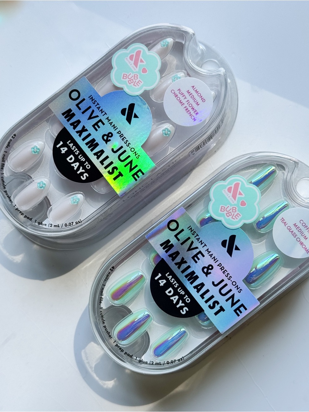 2 set Olive & June Maximalist Press-Ons - Limited Edition Bubble Collab